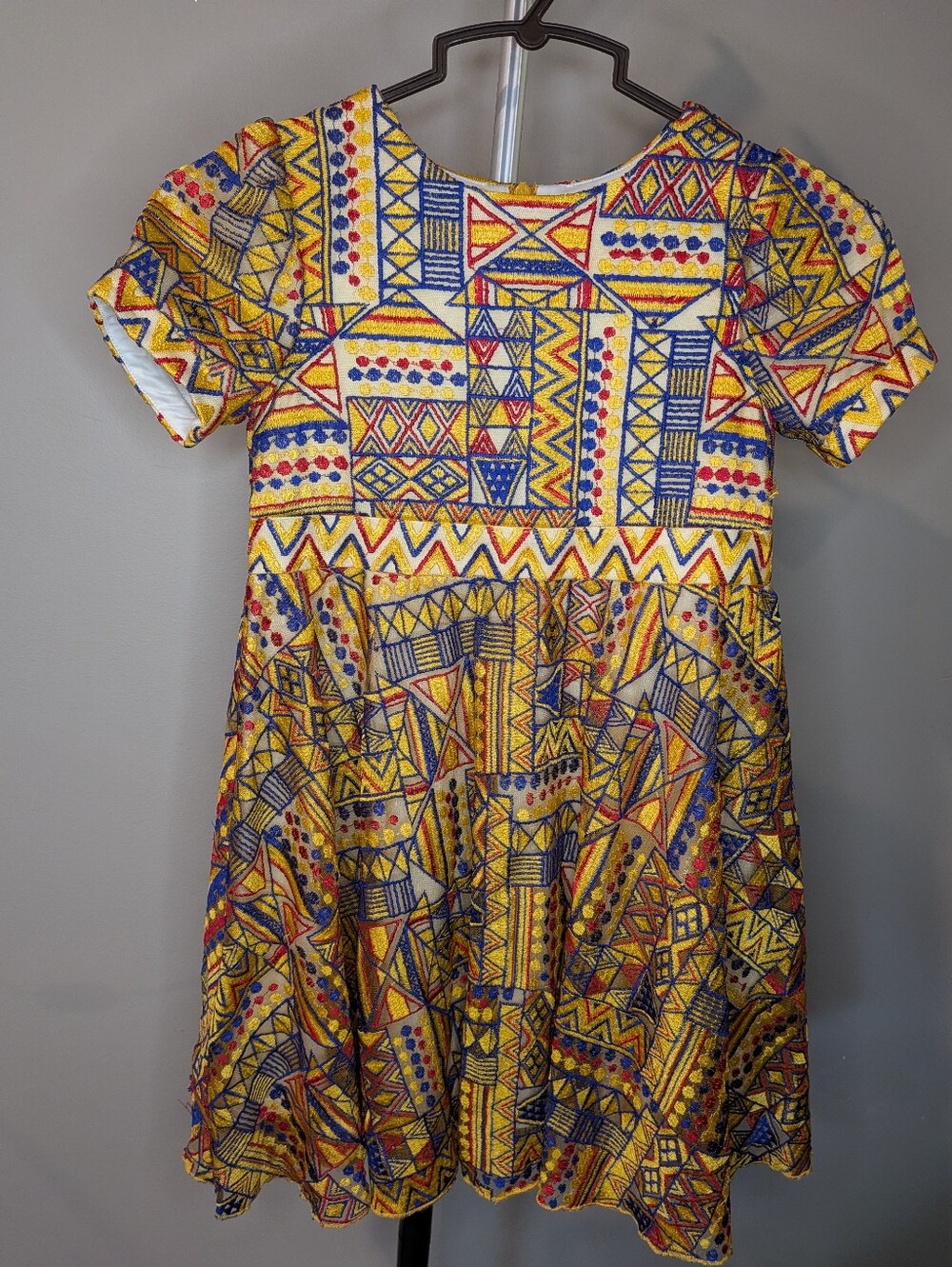 Tadashi Shoji Yellow Geometric Multi-Color Girls Dress